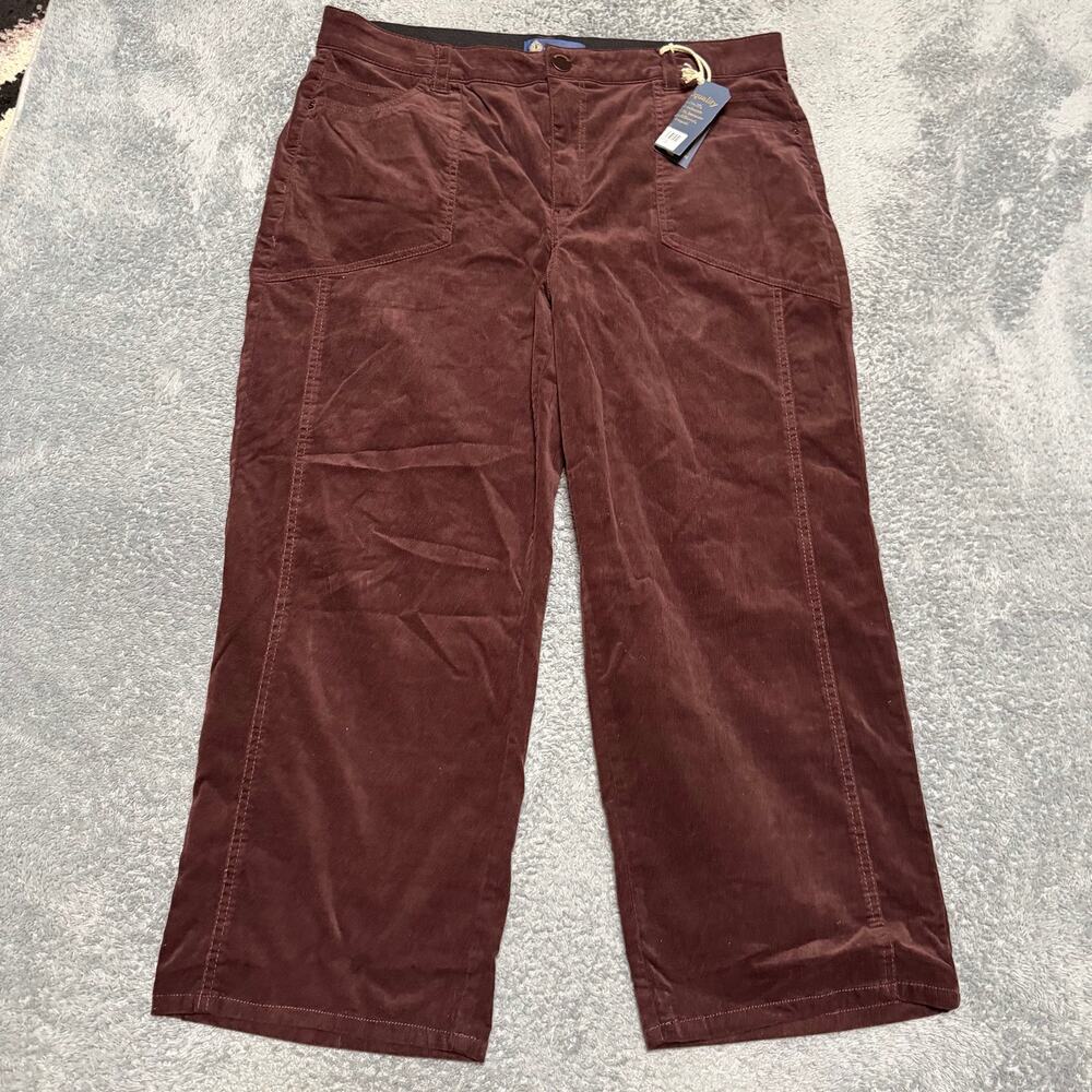 Democracy Pants Womens 18 Petite (39x26) Red Cropped Cord Utility